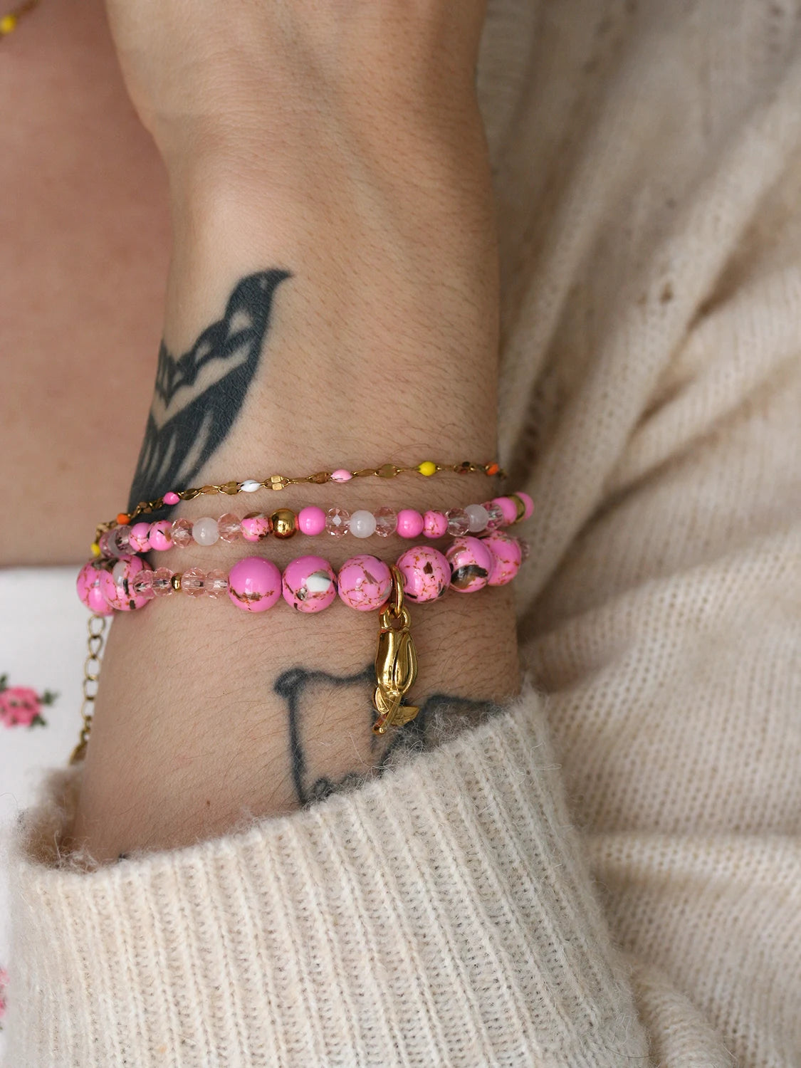 Ensemble bracelets + collier Tulipe