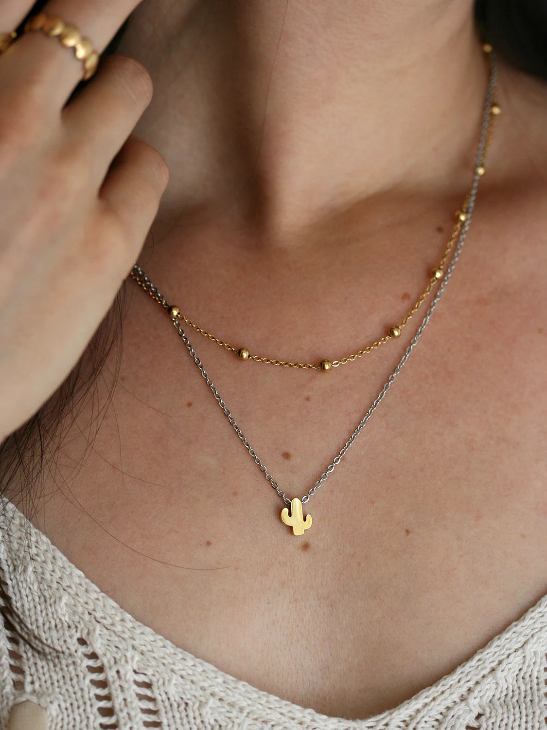 Collier Cactus doré