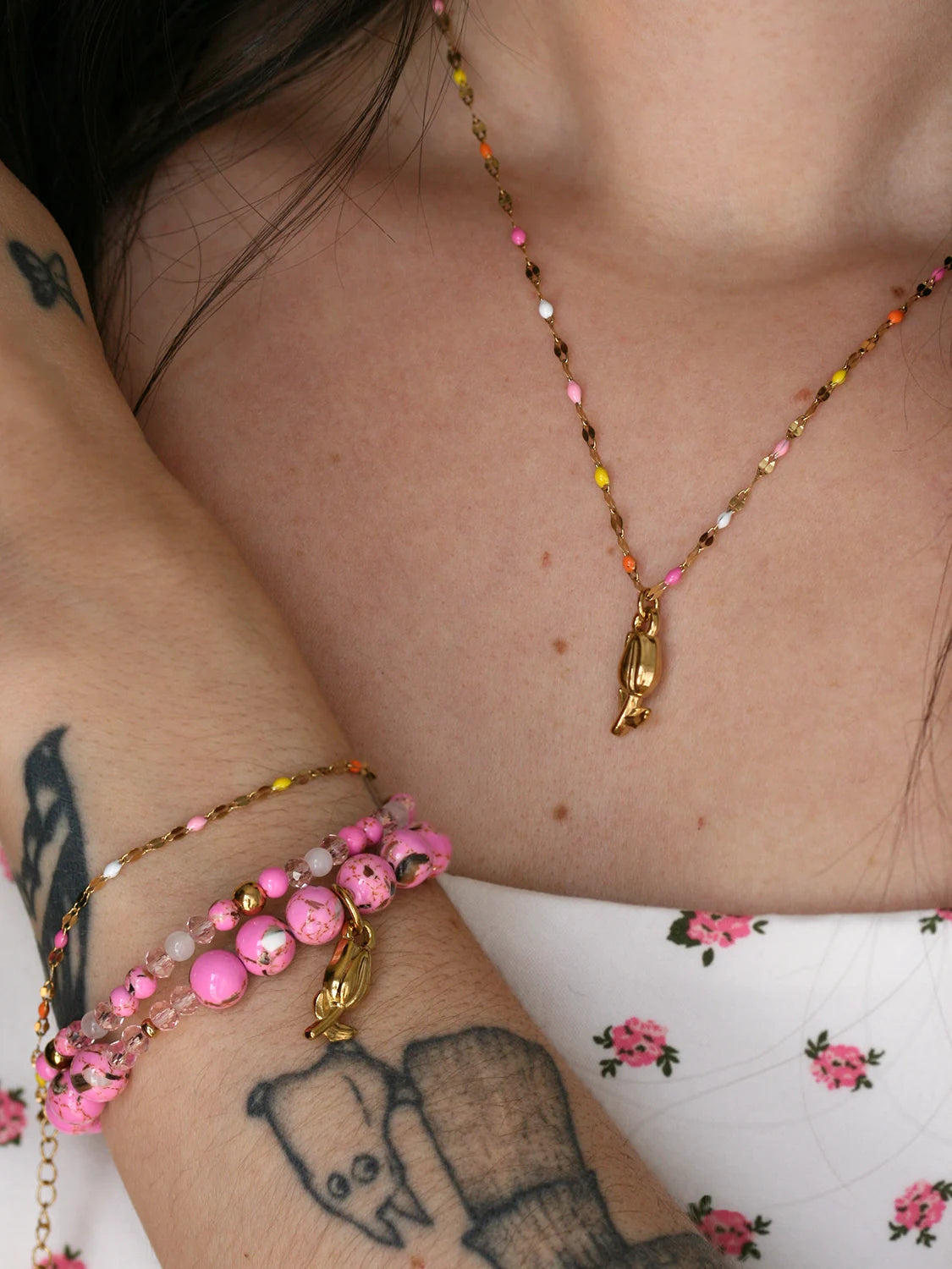 Ensemble bracelets + collier Tulipe