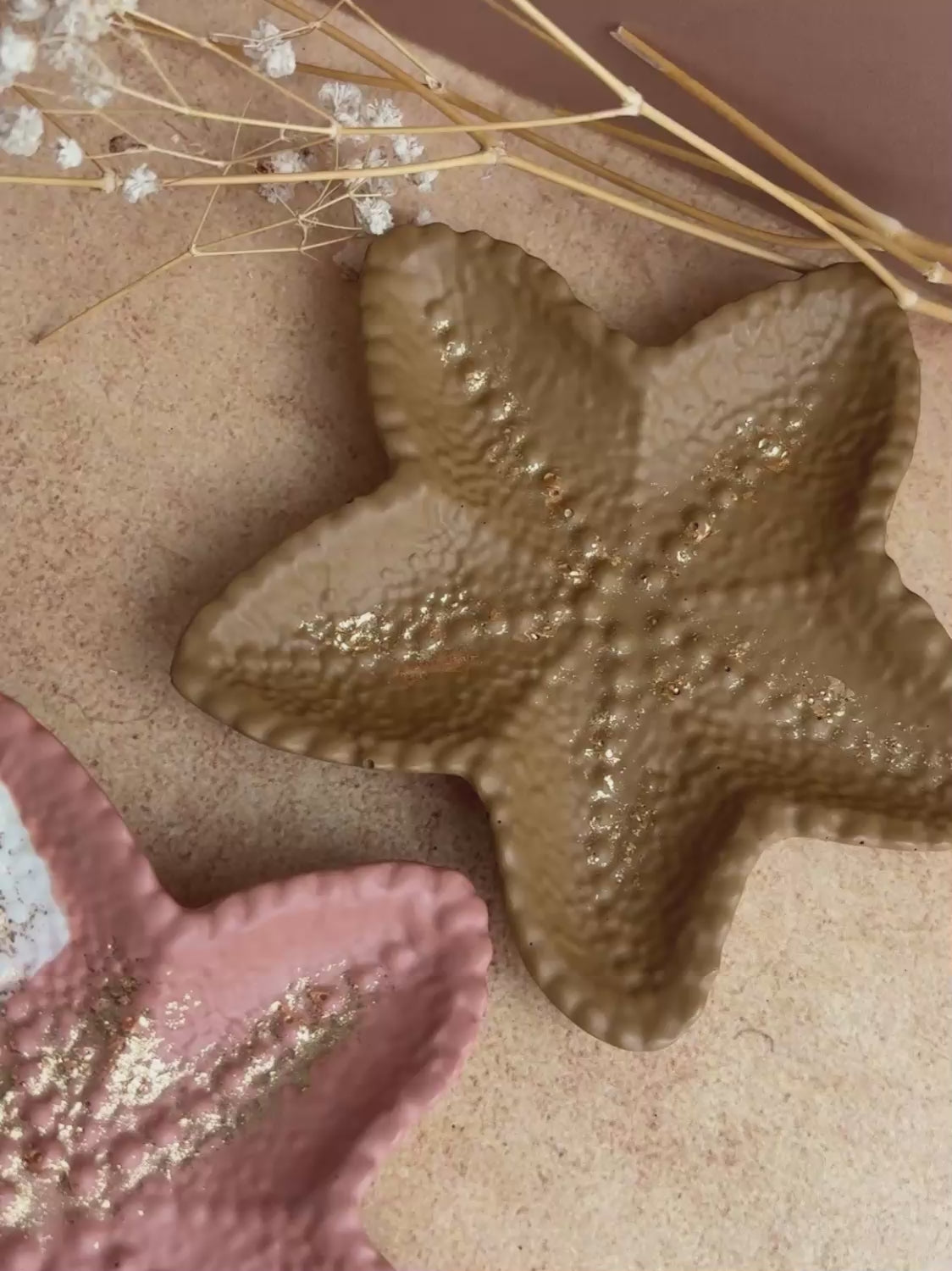 Plateau à bijoux Starfish beige sable et blanc crème argent (unique)