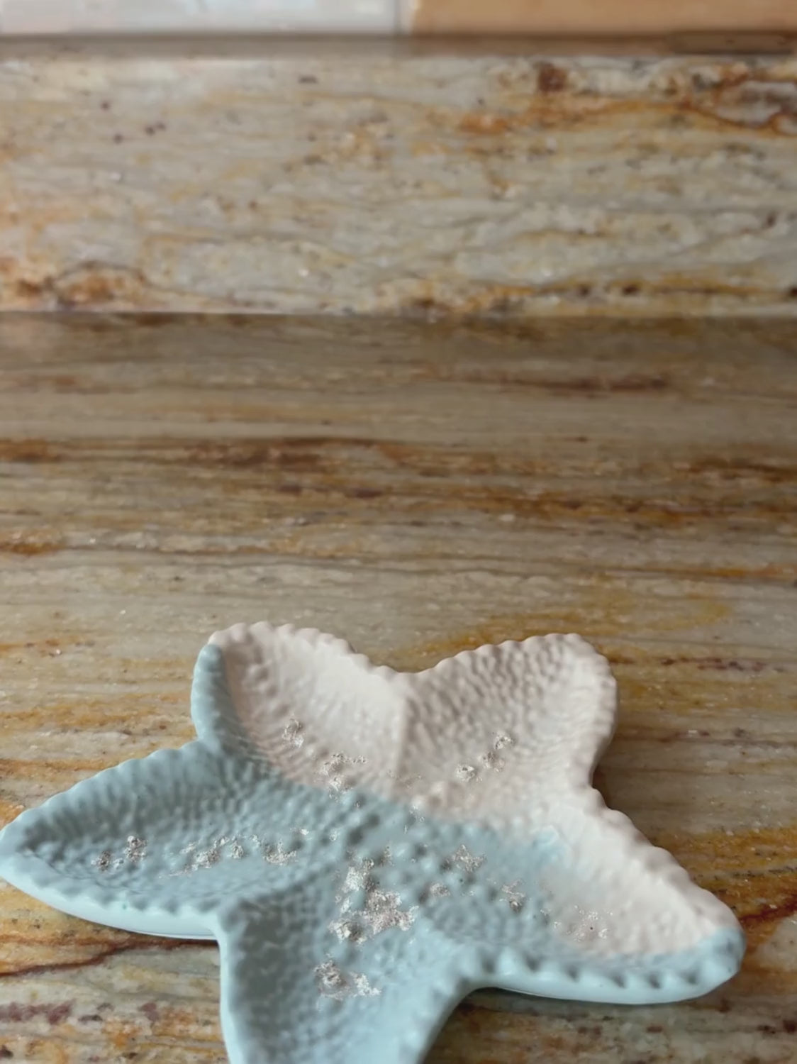 Plateau à bijoux Starfish bleu poudre et blanc crème (unique)